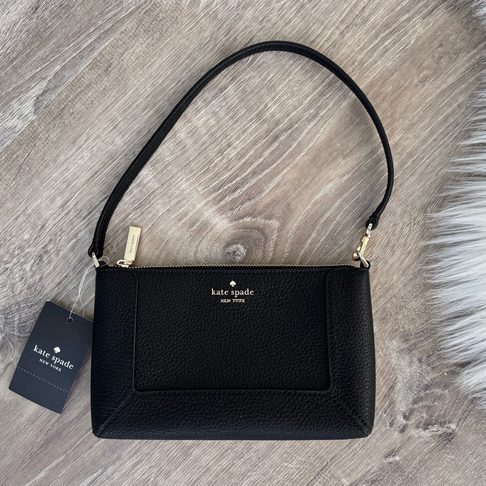♠️ Kate Spade New York Convertible Black  Pebbled Leather Wristlet purse